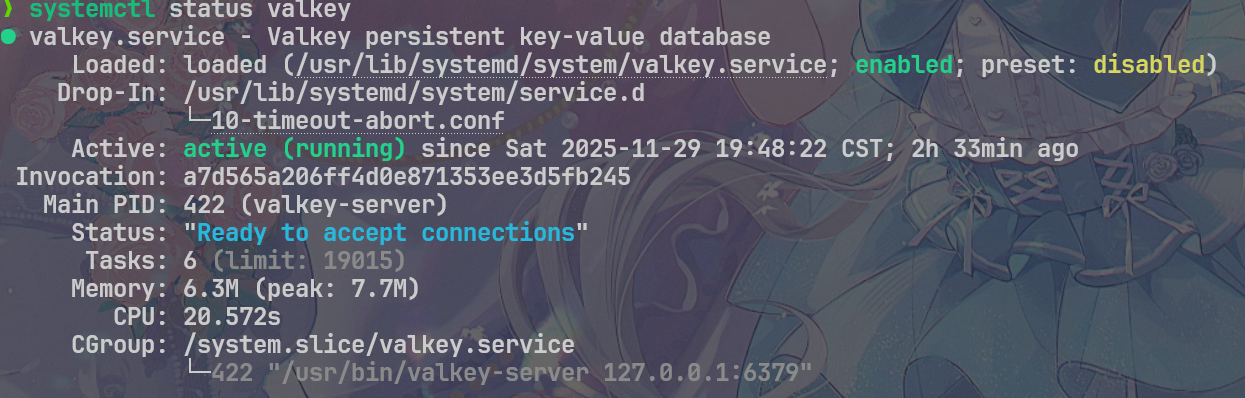 Valkey 的 Systemctl status